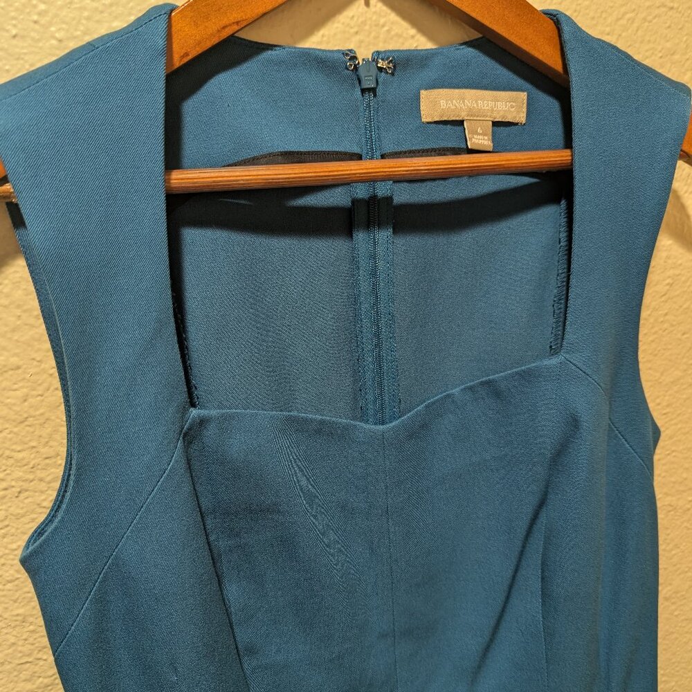 NWOT Banana Republic Teal Blue Sloan Sheath Midi Dress Size 6 - Picture 13 of 16